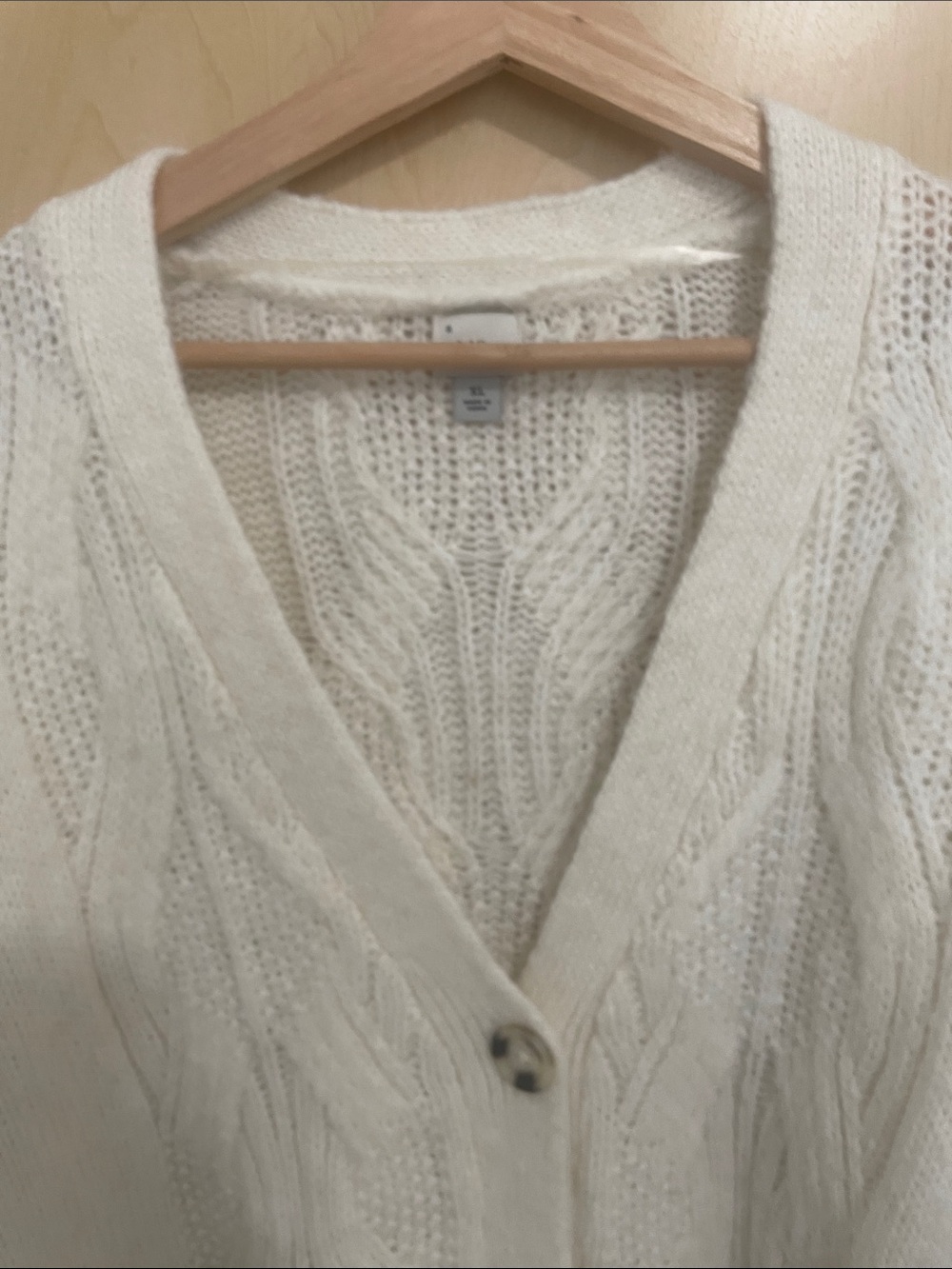 A New Day XL Cream Cable Knit Cardigan | Oversized Cozy Cottagecore Grandpa Chic - Picture 5 of 9